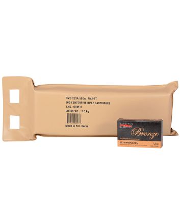 PMC 223ABP Bronze Battle Pack 223Rem 55gr Full Metal Jacket Boat Tail 200 Per Box/5 Case