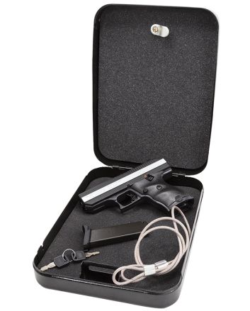 Hi-Point CF380HSP CF Home Security Package 380 ACP 8+1, 3.50" Black Steel Barrel, Black Powder Coated/Chrome Serrated Steel Slide, Black Polymer Frame &amp; Grip, Keyed Lock Box