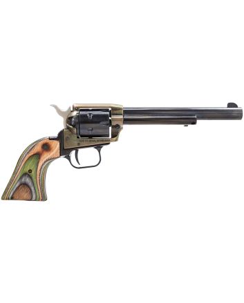 Heritage Mfg RR22CH6 Rough Rider22 LR 6 Shot, 6.50" Black Oxide Steel Barrel, Simulated Case Hardened Zinc Alloy Frame, Black Oxide Cylinder, Camo Laminate Grip, Manual Safety, Exposed Hammer