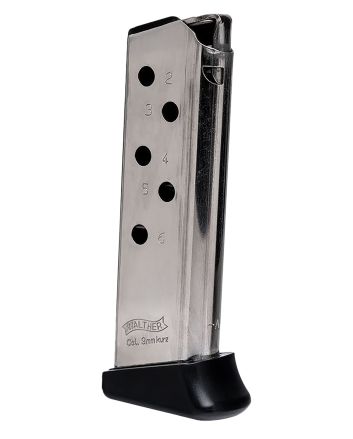 Walther Arms 2246010 PPK6rd Detachable w/Finger Rest 380 ACP Nickel Steel