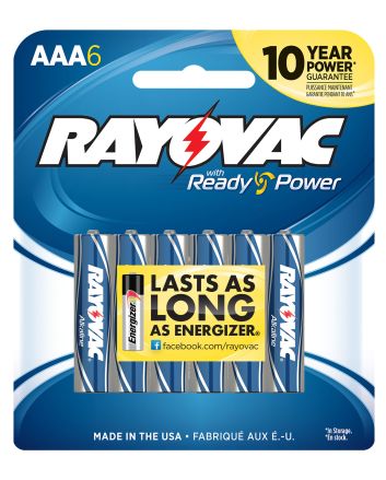 Rayovac 8246T AAA HIGH ENREGY Alkaline BatteriesSilver/Blue 1.5 Volts 2,700 mAh (6) Single Pack