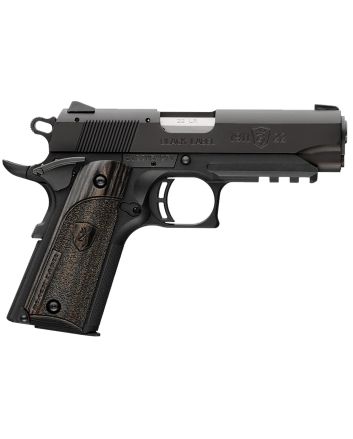 Browning 051817490 1911-22 Black Label Compact Frame 22 LR 10+1, 3.63" Stainless Steel Barrel, Matte Black Serrated Slide &amp; Polymer Frame w/Beavertail &amp; Picatinny Rail, Black Laminate Stippled Grip