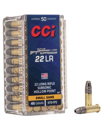 CCI 957 Suppressor Small Game 22LR 45gr Lead Hollow Point 50 Per Box/100 Case