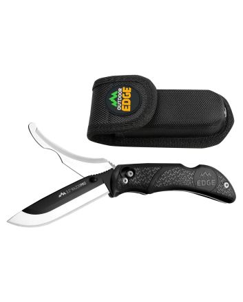 Outdoor Edge RO10C RazorPro3.50" Folding Razor/Gut Plain 420J2 SS Blade, Black TPR Handle, Includes Replacement Blades
