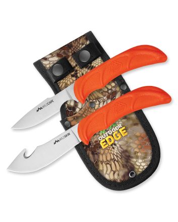 Outdoor Edge WR1C WildPair2.50"/4" Fixed Gut Hook/Caper Plain/Gut Hook 420J2 Stainless Steel Blade TPR Blaze Orange Handle
