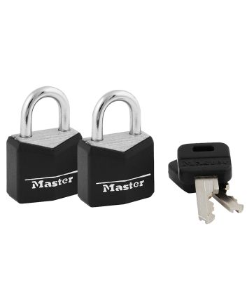 Master Lock 121T Padlock Keyed Open With Key Keyed Alike Steel Vinyl-Covered 2 Per Pkg