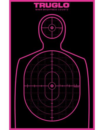 TruGlo TG13P6 Tru-See Handgun Target Self-Adhesive Heavy Paper Black/Pink 12"x18" Silhouette 6 Pack