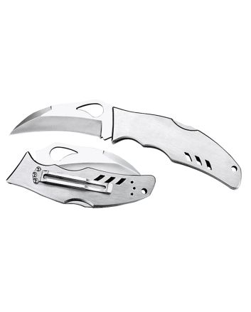 Spyderco BY07P Byrd Crossbill 3.50" Folding Hawkbill Plain 8Cr13MoV SS Blade, Stainless Steel Handle Includes Pocket Clip