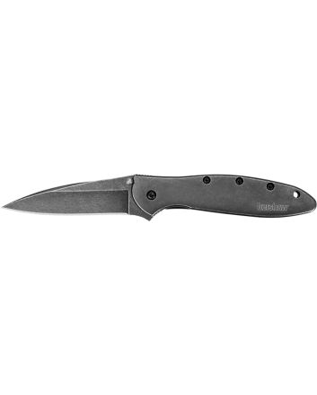 Kershaw 1660BLKW Leek3" Folding Drop Point Plain Black DLC 14C28N Steel Blade Blackwash 410 Stainless Steel Handle Includes Pocket Clip