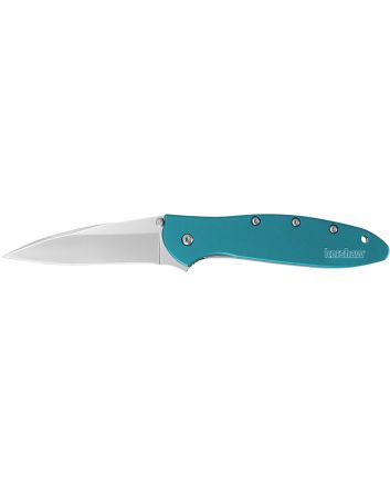 Kershaw 1660TEAL Leek3" Folding Drop Point Plain Bead Blasted 14C28N Steel Blade Teal Anodized Aluminum Handle Includes Pocket Clip