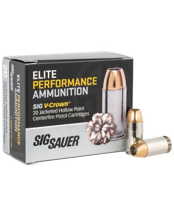 Sig Sauer E45AP120 Elite Performance45ACP 200gr V-Crown Jacketed Hollow Point 20 Per Box/10 Case