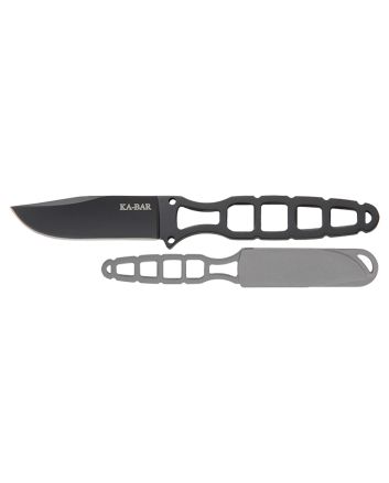 Ka-Bar 1118BP Skeleton2.50" Fixed Clip Point Plain Black 5Cr15MoV SS Blade, Black Skeletonized 5Cr15MoV SS Handle, Includes Sheath