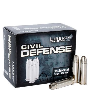 Liberty Ammunition LACD38025 Civil Defense38Special 50gr Lead Free Fragmenting Hollow Point 20 Per Box/50 Case