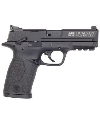 Smith &amp; Wesson 108390 M&amp;P 22Compact Frame 22 LR 10+1, 3.60" Black Steel Barrel, Black Hard Coat Anodized Serrated Slide, Black Polymer Frame w/Picatinny Rail Frame &amp; Grip, Ambidextrous, Thumb Safety