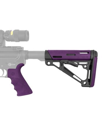 Hogue 15655 OverMolded 2-Piece Kit Purple OverMolded Rubber Black Synthetic Collapsible for AR-15, M16, M4