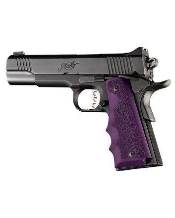 Hogue 45006 OverMolded Grip Cobblestone Purple Rubber with Finger Grooves for 1911 Government