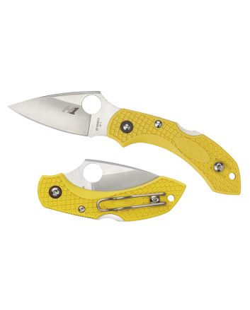 Spyderco C28SYL2 Dragonfly 2 Salt 2.25" Folding Clip Point Serrated H1 Steel Blade Yellow Bi-Directional Texturing FRN Handle Includes Pocket Clip