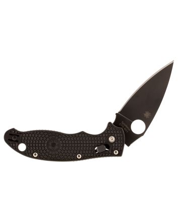 Spyderco C101PBBK2 Manix 2 Lightweight 3.37" Folding Drop Point Plain Black DLC BD1 Steel Blade Black FRCP Handle Includes Pocket Clip