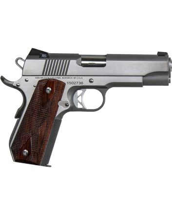 Dan Wesson 01912 Commander Classic *CA Compliant 45 ACP 8+1 4.25" Stainless Match Grade Barrel, Brushed Stainless Steel Serrated Slide &amp; Bobtail Frame, Wood Grip, Ambidextrous