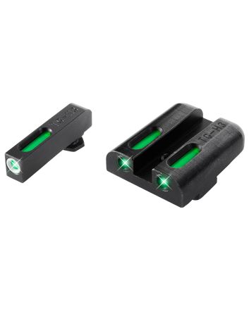 TruGlo TG13GL1A TFXLow Green/White Outline Fiber Optic/Tritium Front/Green Fiber Optic/Tritium Rear/Black Nitride Fortress Frame, Compatible w/Most Glock Except MOS, Front Post/Rear Dovetail Mount