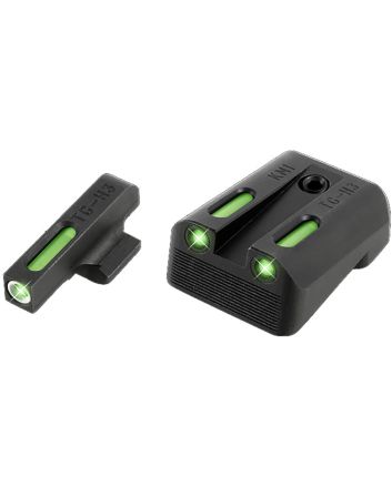 TruGlo TG13KM1A TFXBlack | Green Tritium &amp; Fiber Optic White Outline Front Sight Green Tritium &amp; Fiber Optic Rear Sight