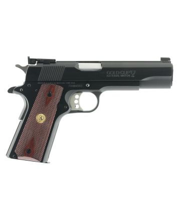 Colt Mfg O5870A1 Gold Cup Natonal Match 45 ACP 8+1 5" Stainless National Match Barrel, Blued Serrated Carbon Steel Slide &amp; Frame w/Beavertail, Walnut w/Integrated Gold Medallion Grip, Ambidextrous