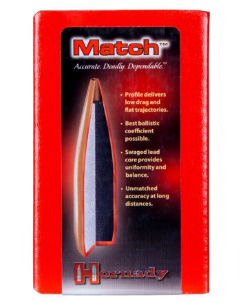 Hornady 3039 Match30 Cal .308 155 gr Hollow Point Boat Tail Match 100 Per Box/ 15 Case