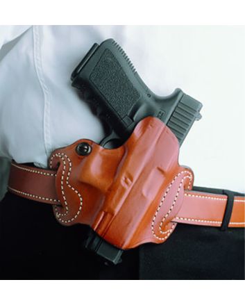 DeSantis Gunhide 086BAE1Z0 Mini SlideOWB Black Leather Belt Slide Compatible w/Most Glock Belt 1.75" Wide Right Hand