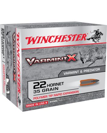 Winchester Ammo X22P Varmint X22Hornet 35gr Polymer Tip Rapid Expansion 20 Per Box/10 Case