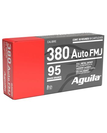 Aguila 1E802110 Target &amp; Range Handgun 380ACP 95gr Full Metal Jacket 50 Per Box/20 Case