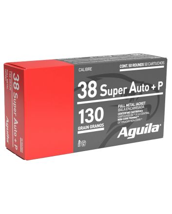 Aguila 1E382112 Target &amp; Range Handgun 38Super +P 130gr Full Metal Jacket 50 Per Box/20 Case