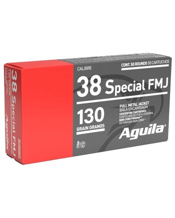 Aguila 1E382521 Target &amp; Range Handgun 38Special 130gr Full Metal Jacket 50 Per Box/20 Case