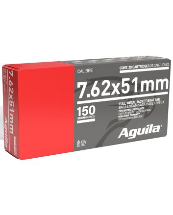 Aguila 1E762110 Target &amp; Range Rifle 7.62x51mm NATO 150gr Full Metal Jacket Boat Tail 20 Per Box/25 Case