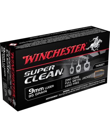 Winchester Ammo W9MMLF Super Clean9mmLuger 95gr Lead Free Full Metal Jacket 50 Per Box/10 Case
