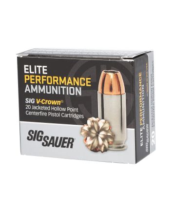 Sig Sauer E40SW220 Elite Performance40S&amp;W 180gr V-Crown Jacketed Hollow Point 20 Per Box/10 Case