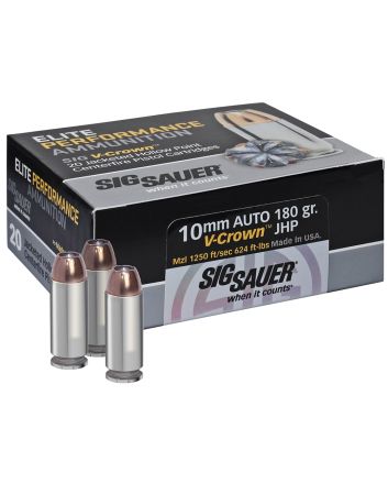 Sig Sauer E10MM120 Elite Performance10mmAuto 180gr V-Crown Jacketed Hollow Point 20 Per Box/10 Case