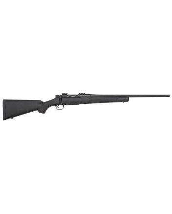 Mossberg 27843 PatriotFull Size 22-250 Rem 5+1 22" Matte Blued Fluted Barrel, Drilled &amp; Tapped Matte Blued Stainless Steel Receiver, Black Fixed Synthetic Stock, Right Hand