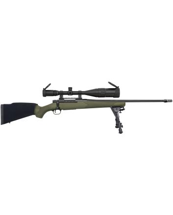 Mossberg 27924 Patriot Night Train 308 Win Caliber with 5+1 Capacity, 22" Threaded/Fluted Barrel, Matte Blued Metal Finish &amp; OD Green Synthetic Stock Right Hand (Full Size) Includes 6-24x50mm Scope