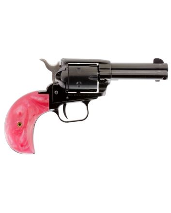 Heritage Mfg RR22MB3BHPNK Rough Rider22 LR/22 WMR 6 Shot, 3.50" Black Steel Barrel, Black Zinc Alloy Frame, Black Cylinder, Pink Pearl Grip, Hammer/Thumb Safety, Exposed Hammer