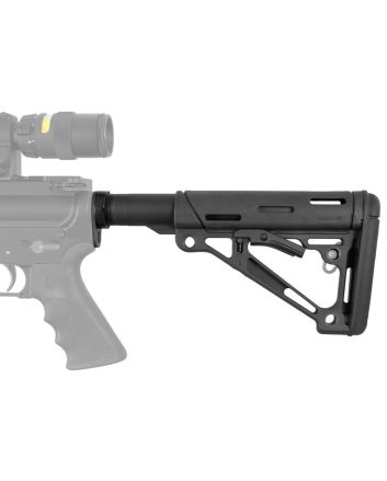 Hogue 15045 OverMolded Collapsible Buttstock Black OverMolded Rubber Black &amp; Mil-Spec Tube for AR15, M16, M4