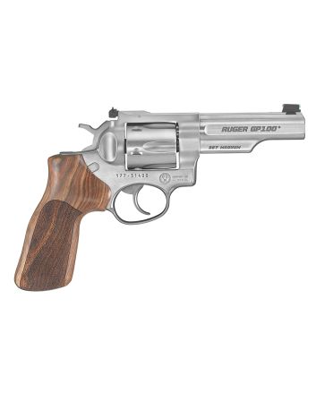 Ruger 1755 GP100 Match Champion Medium Frame 357 Mag 6rd 4.20" Satin Stainless Steel Half-Lug Barrel, Cylinder &amp; Frame, Hogue Stippled Hardwood Grip, Transfer Bar Safety
