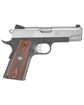 Ruger 6711 SR1911 Lightweight Commander 45 ACP 7+1 4.25" Stainless Steel Barrel, Low-Glare Serrated Stainless Steel Slide, Black Anodized Aluminum Frame w/Beavertail, Hardwood Grip, Right Hand