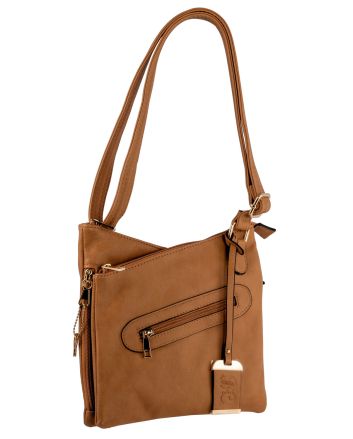 Bulldog BDP032 Cross Body Purse w/Holster Tan Leather for Small Autos &amp; Revolvers Ambidextrous Hand