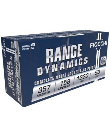 Fiocchi 357GCMJ Range Dynamics357Mag 158gr Copper Metal Jacket Flat Point 50 Per Box/20 Case