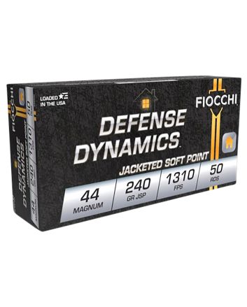 Fiocchi 44A500 Defense Dynamics44RemMag 240gr Jacketed Soft Point 50 Per Box/10 Case