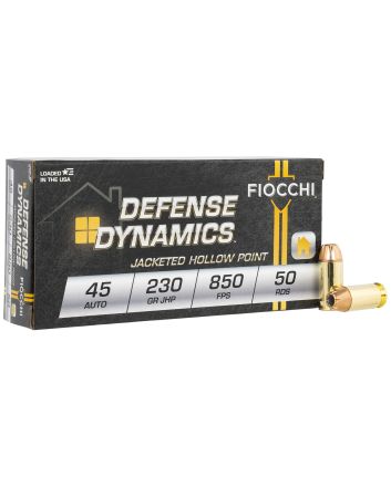 Fiocchi 45T500 Defense Dynamics45ACP 230gr Jacketed Hollow Point 50 Per Box/10 Case