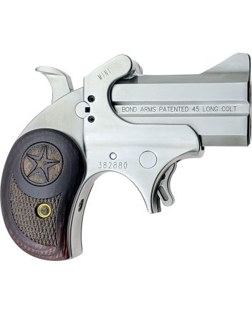 Bond Arms BAM Mini Original 45 Colt (LC) 2rd 2.50"Stainless Steel Double Barrel &amp; Frame, Auto Extractor &amp; Rebounding Hammer, Blade Front/Fixed Rear Sights, Rosewood Grips, Manual Safety