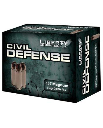 Liberty Ammunition LACD357030 Civil Defense357Mag 50gr Lead Free Fragmenting Hollow Point 20 Per Box/50 Case