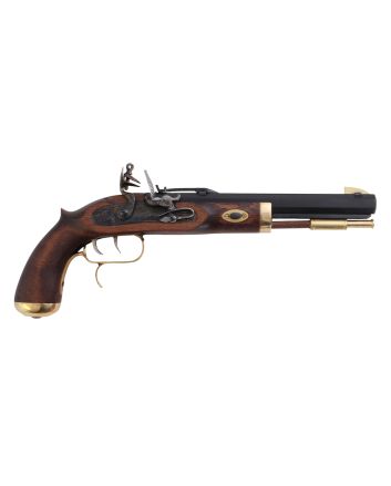 Traditions P1090 TrapperSAO 50 Cal Flintlock 9.75" 1rd Blued Frame &amp; Barrel Hardwood Grip