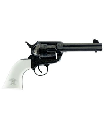 Traditions SAT73122LIB 1873 Liberty 45 Colt (LC) 6rd 4.75" Blued Engraved Steel White PVC Grip